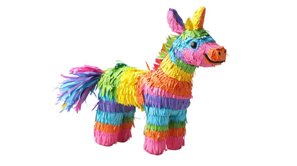 Cinco de Mayo PNG file featuring a piñata in bright rainbow colors, symbolizing festive celebrations, isolated on white background