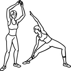 Stylized Stretching Pose Outline Vector – Great for Fitness Branding