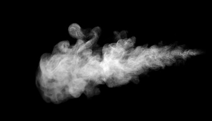 Close-up photo set of incense smoke or abstract white vapor floating on black background. Fog and...