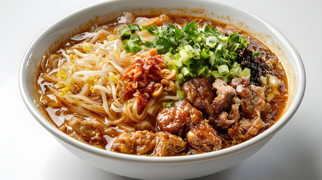 Authentic Thai Kuay Teow Reua Bowl with Fresh Ingredients and Flavorful Broth