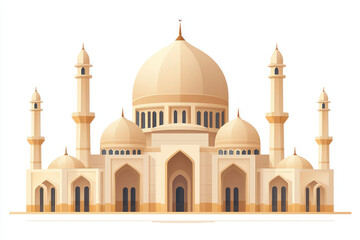Naklejka premium Grand mosque in desert setting, majestic Islamic architecture