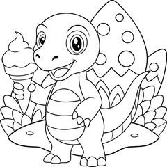 Adorable Baby Dinosaur Cartoon Hatchling Ice Cream Cone Treat