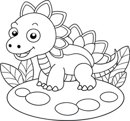 Adorable Stegosaurus Dinosaur Coloring Page for Kids Fun