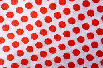 texture of white fabric with red polka dots, ornament, pattern.