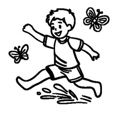 A boy is chasing a butterfly
