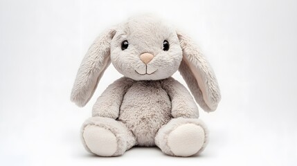 A soft plush bunny, isolated on a white background