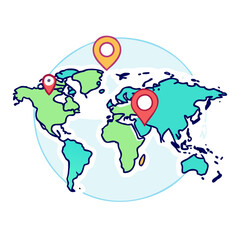 world map with language pins icon, world map with language pins vector illustration-simple illustration of world map with language pins, perfect for world map with language pins logos and icons