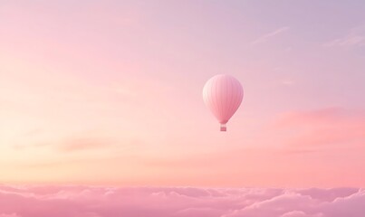Fototapeta premium A colorful hot air balloon floats gently in the sky, capturing a serene and picturesque scene.
