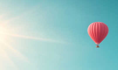 Obraz premium A serene hot air balloon floats peacefully in a clear sky, capturing the essence of tranquility and adventure.