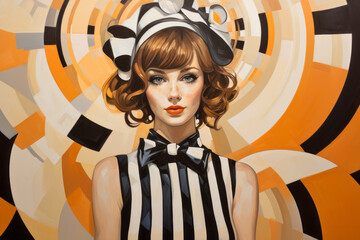 Beauty Woman Retro Abstract Colorful Painting