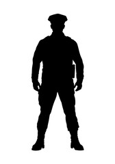 Silhouette of American policeman, police officer - vector illustration