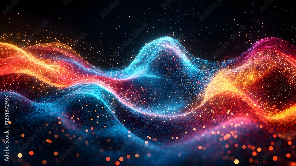Poster vibrant digital trends of the decade with futuristic design elements and flowing data streams abstra