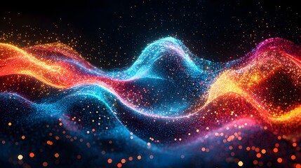 Fototapeta premium Vibrant Digital Trends of the Decade with Futuristic Design Elements and Flowing Data Streams Abstract background with 3D rendered cosmic energy luminous particles and captivating visual effects