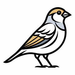 Simple a Sparrow line art vector white background