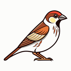Simple a Sparrow line art vector white background