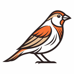 Simple a Sparrow line art vector white background