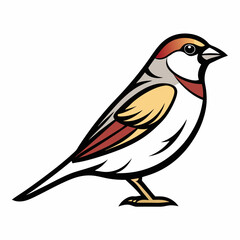 Simple a Sparrow line art vector white background