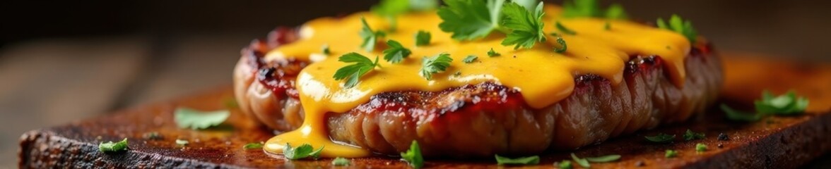 Juicy cheesesteak, melted cheese, grilled beef , grilled, brown