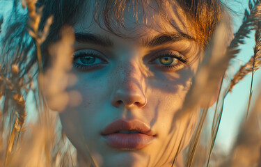 The soft hues of the sky and tall grass create an enchanting backdrop for your product, offering a dreamy visual experience that captures attenti