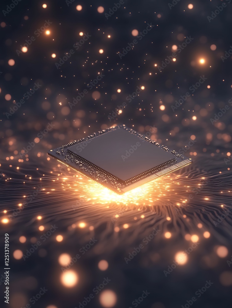 Aufkleber A floating quantum computer chip illustrating advanced technology and innovation in modern computing.