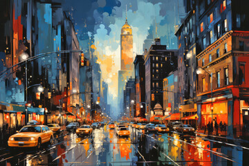 Fototapeta premium City Landscape Concept Abstract Colorful Scenery Painting