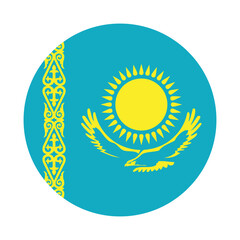 Kazakhstan flag. Kazakhstan circle flag logo icon digital vector illustration
