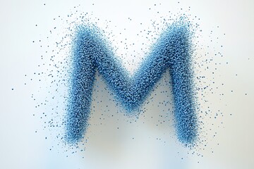 Abstract 3D Letter "M" Composed of Blue Particles