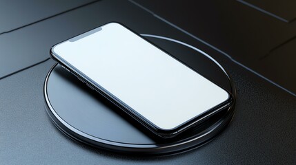 Smartphone on a wireless charging pad.
