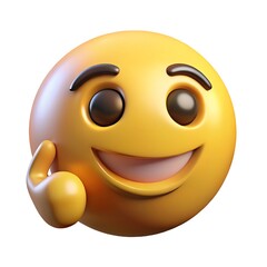 Fototapeta premium Animated Emoji Character with Thumbs Up, Expressing Happiness and Thoughtfulness