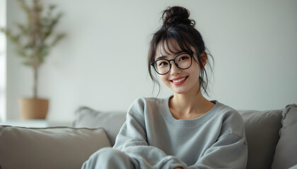 ファンタジーストーリー（休日を彩る、ソファでくつろぐ女性）