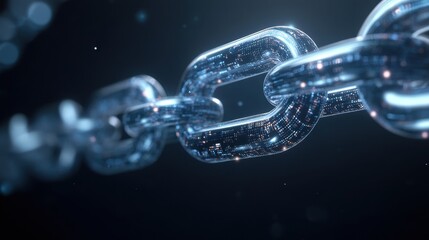 Glowing chain link symbolizing blockchain technology and decentralized global communication