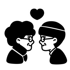 Cute elderly couple cartoon illustration