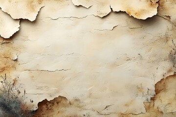 An artistic portrayal of a weathered, cracked wall with peeling layers, creating a textured background that evokes a sense of age and history.
