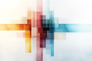Fototapeta premium Abstract geometric composition with intersecting colors and shapes in a minimalist style
