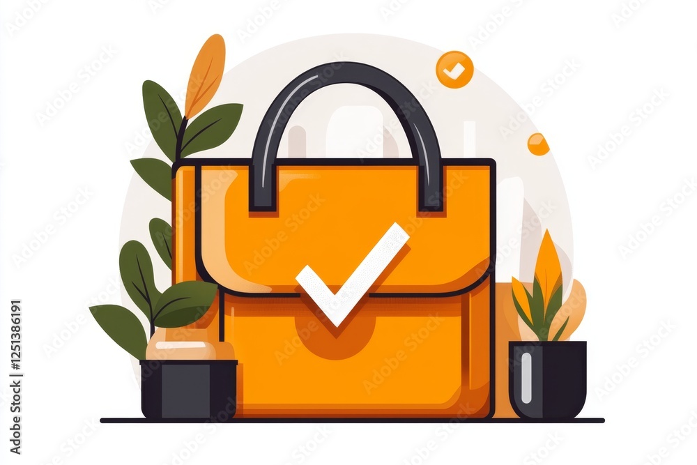 Poster a clean minimalist icon of a briefcase with a checkmark, symbolizing full-time employment