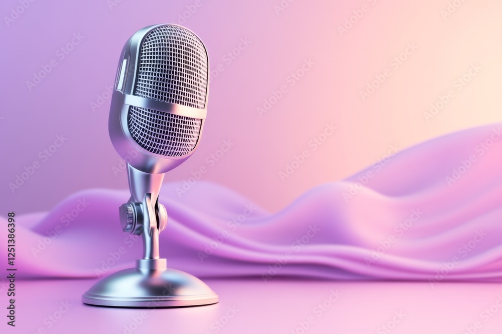 Poster a clean minimalist icon of a microphone with sound waves, symbolizing public speaking