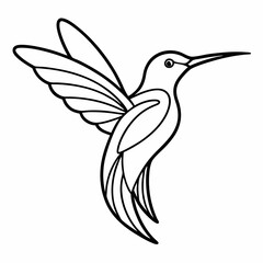 Simple a Kingfisher line art vector white background