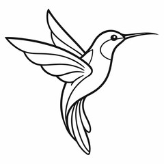 Simple a Kingfisher line art vector white background
