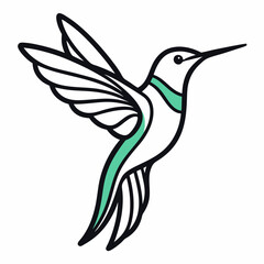 Simple a Kingfisher line art vector white background