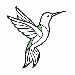Simple a Kingfisher line art vector white background