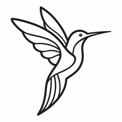 Simple a Kingfisher line art vector white background