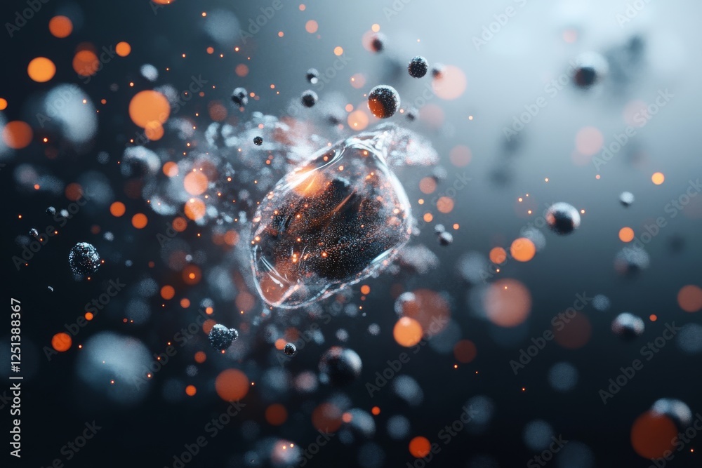 Poster colorful particles blend and swirl in a dynamic display of motion against a dark background