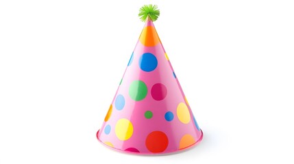 A colorful party hat, isolated on a white background