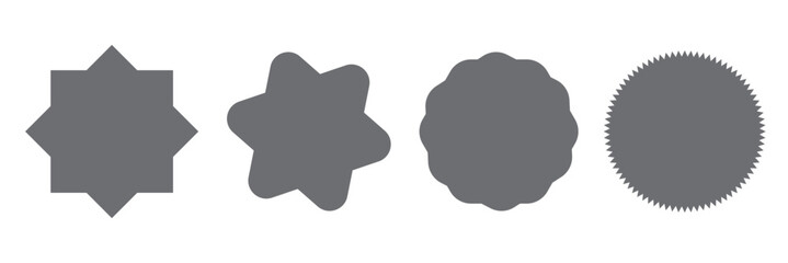 Star burst sticker vector set. Stars collection. Star icons. Starburst flower sale badge. Star blank label, stickers emblem. Shine symbol illustration. Sun ray frames, quality signs, sale icon