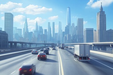high-traffic highway filled with trucks and passenger vehicles