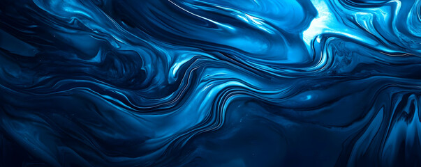 Obraz premium Abstract blue wave patterns with fluid motion and depth, ideal for backgrounds