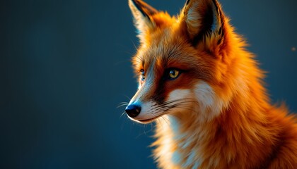 Portrait of a Red Fox Looking to the Side with Dark Background