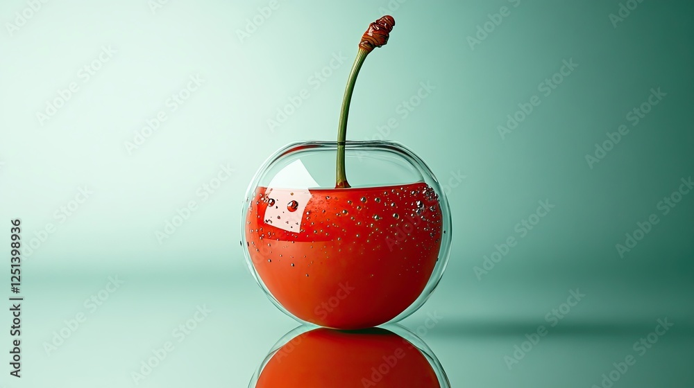 Poster melting cherry drips into a serene display of minimalist art on a smooth surface