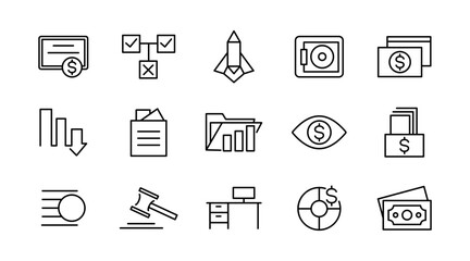 Business management line icon set. Efficiency, business meeting, employee, flow chart, success, analytics, target, vision, mission, values, outline icon collection. UI thin outline icon set