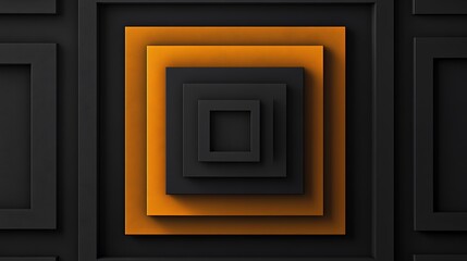 Abstract Black and Orange Square Pattern Design